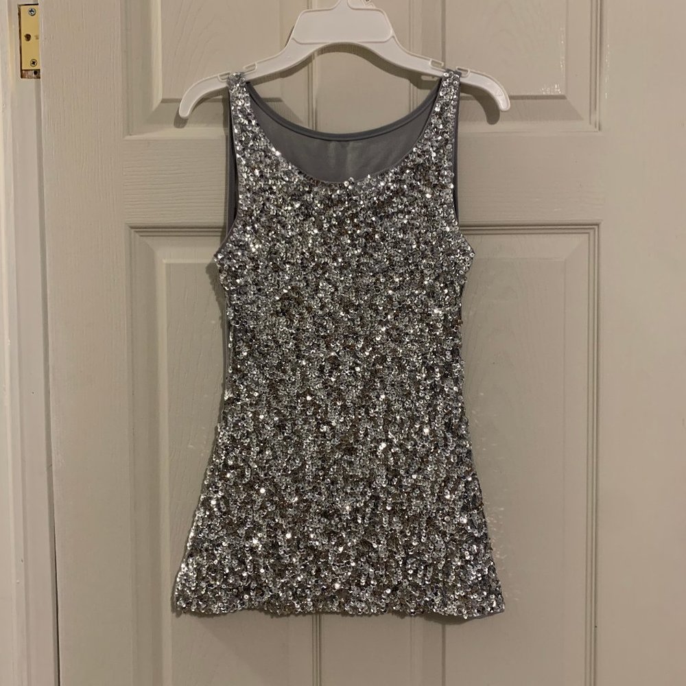Silver sequin tank top